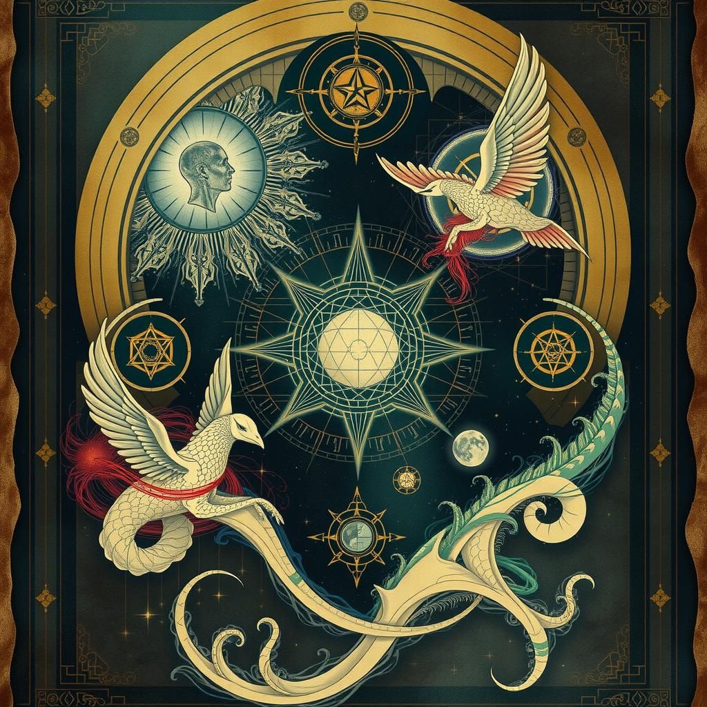 Occult mysterium Akashic records ancient vellum manuscript d...