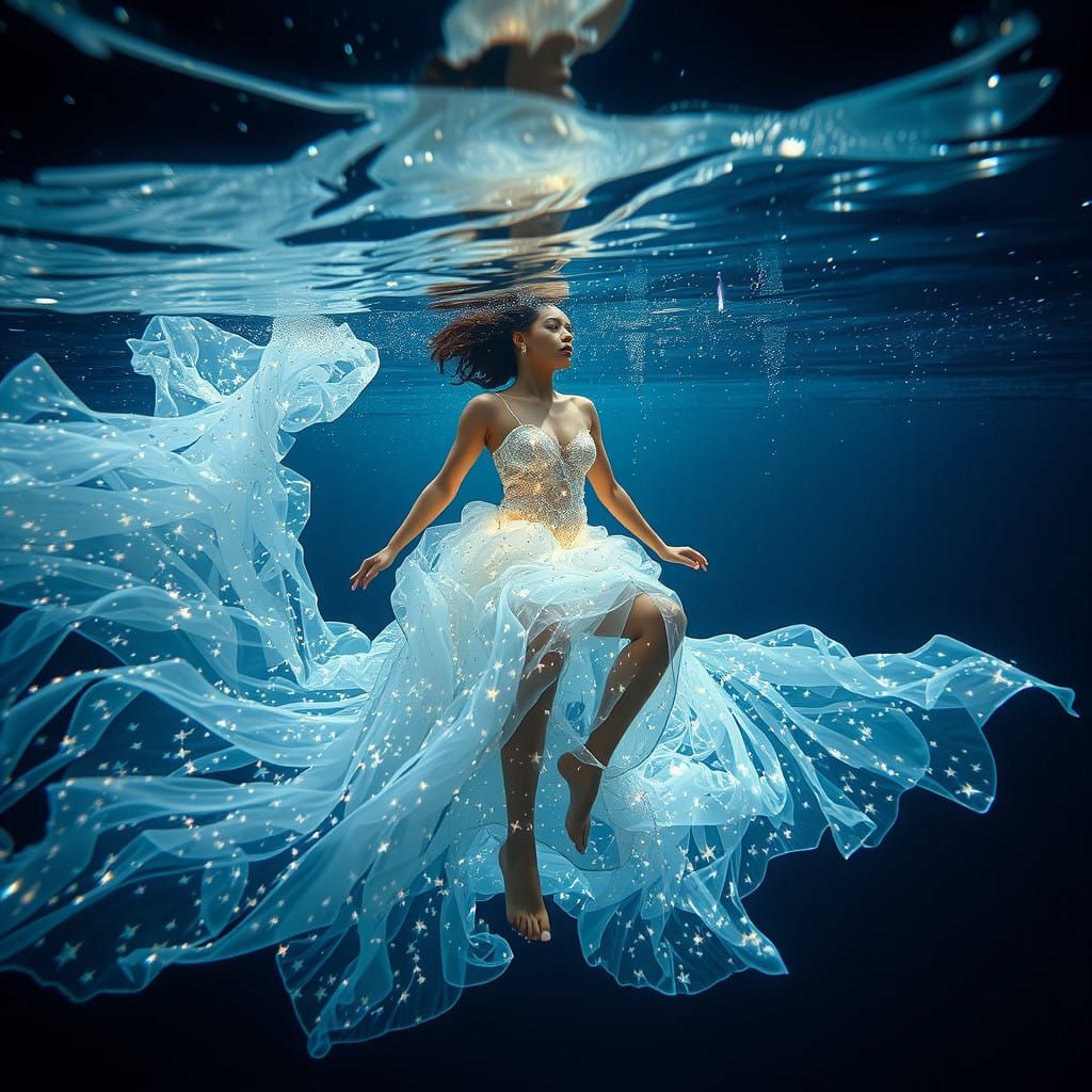 Glowing Celestial Goddess in Floral Gown