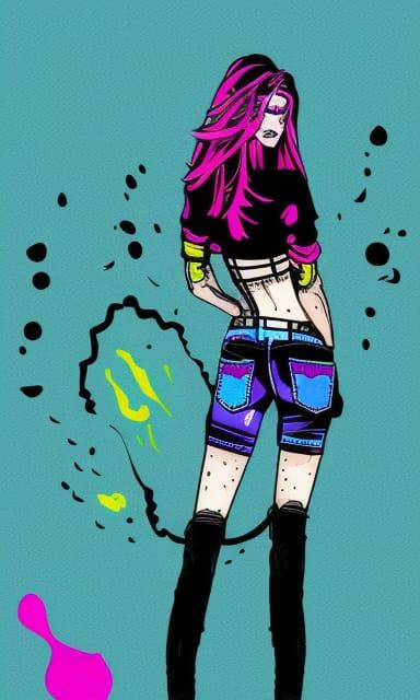 Redneck Space Cowgirl Comic Art in Vector Style