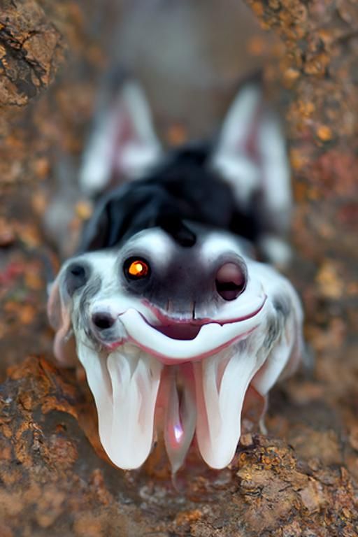 Creepy Smile Dog in Matte Painting Style