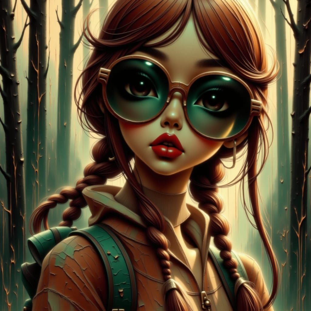 Girl in Aviator Sunglasses Hiking in Aspen Grove