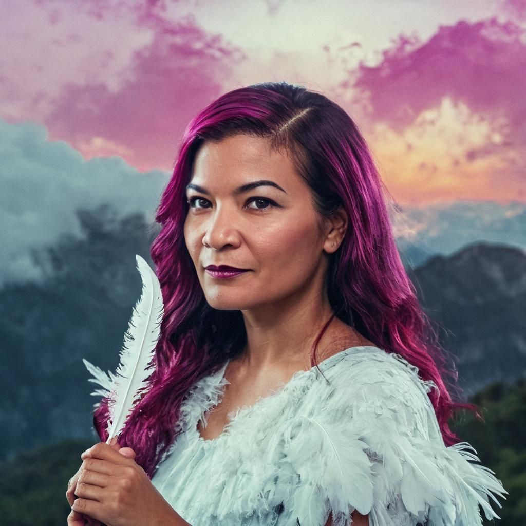 Fairy with Feather in Heavenly Cloudscape