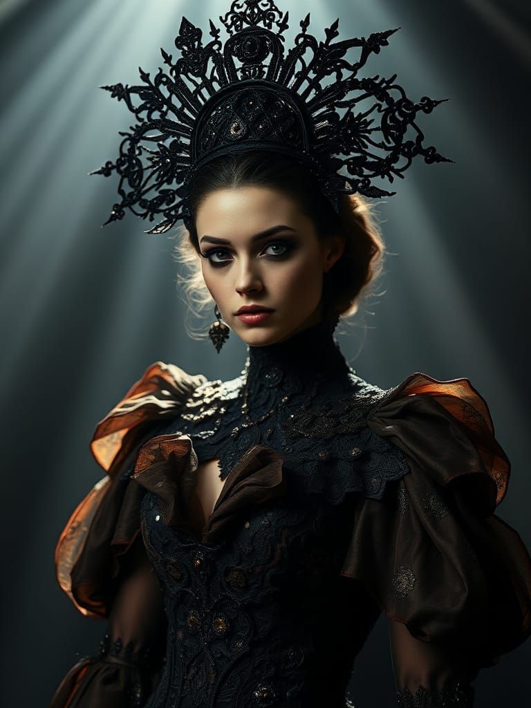 Hauntingly Beautiful Queen in Avant-Garde Fashion