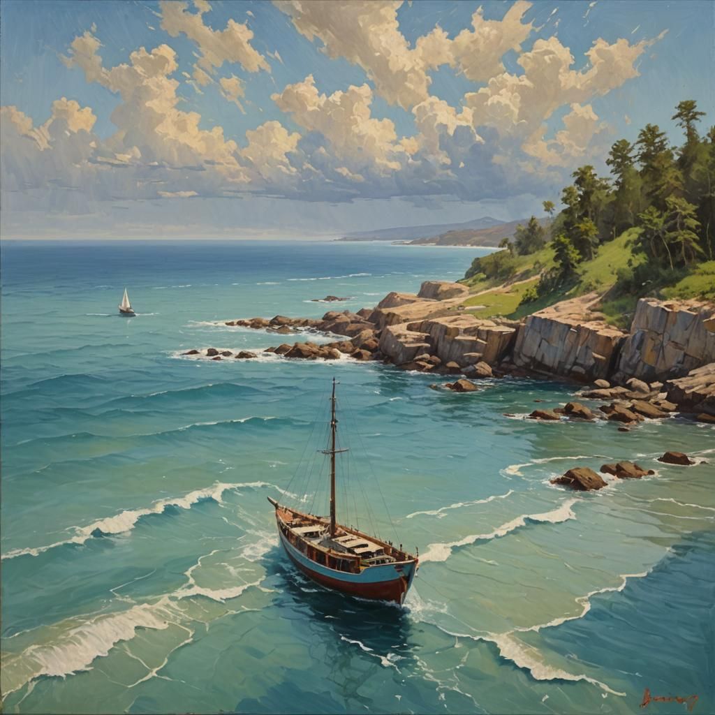 Seascape Oil Painting in Classical Realism Style