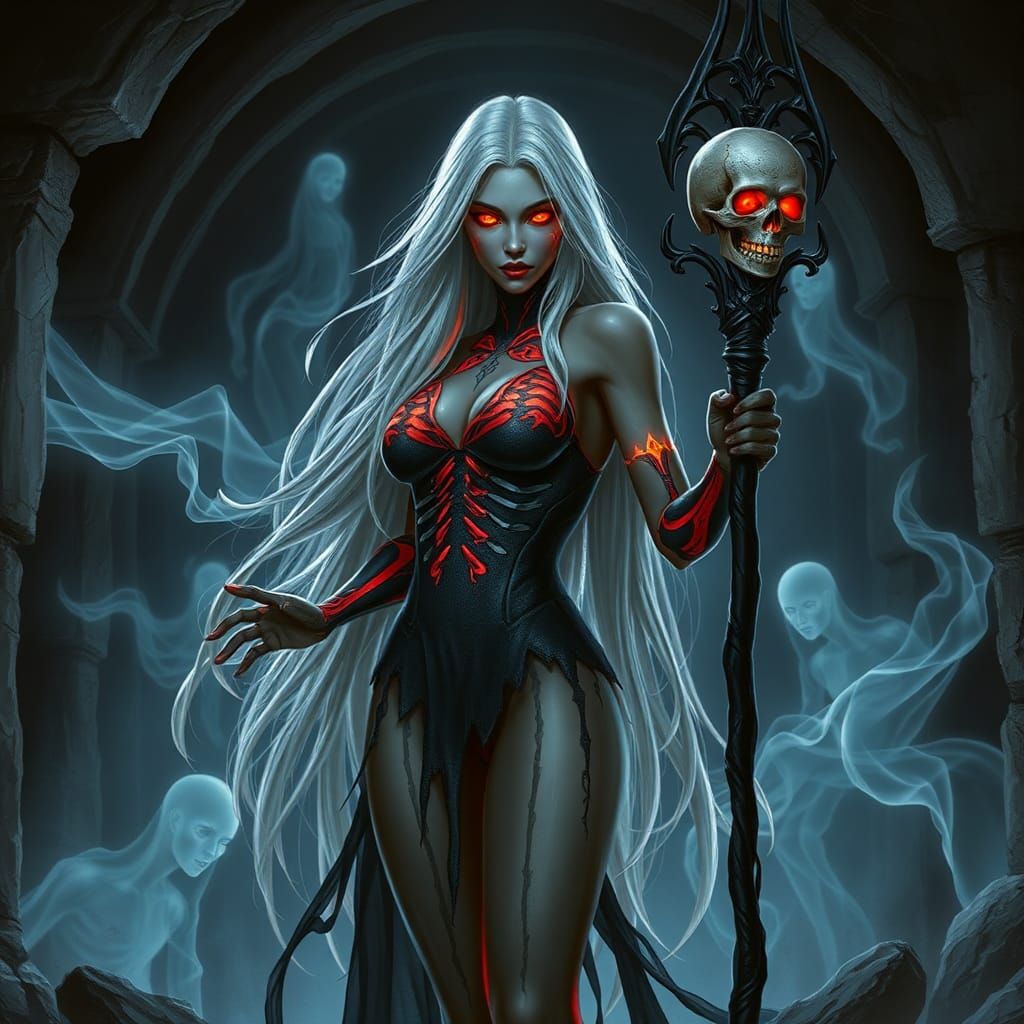 Necromancer Alanaa Summons Darkness in Crypt Dungeon