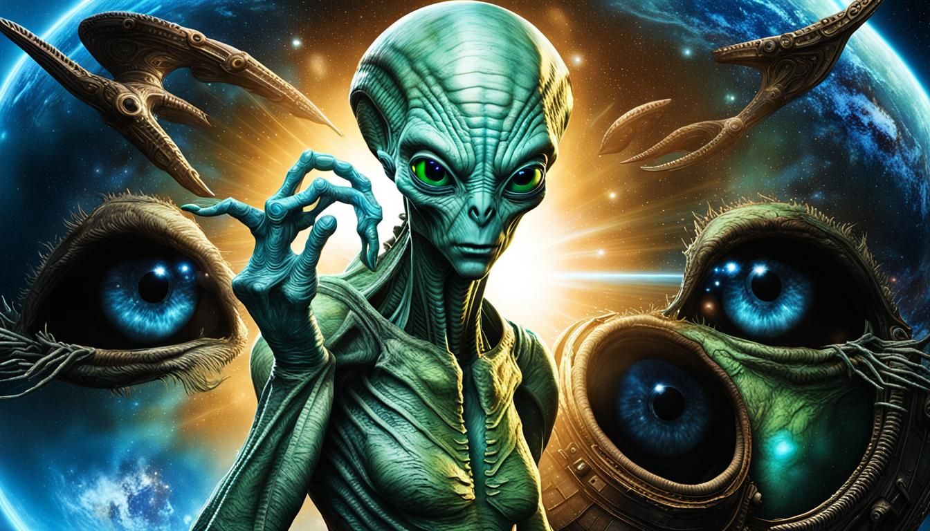 Steampunk Alien Couple Observes Earth From Spaceship