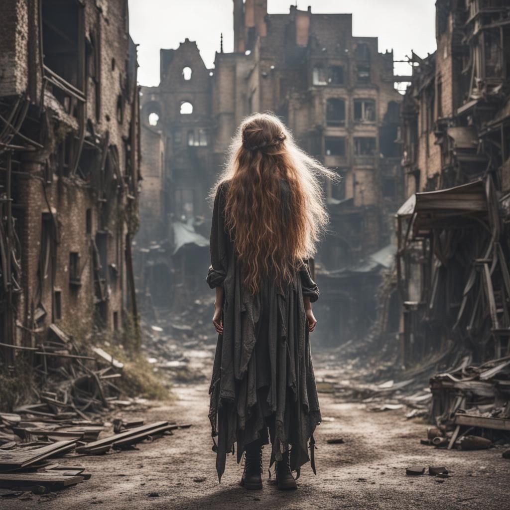 Sorceress in Lovecraftian Post-Apocalyptic City