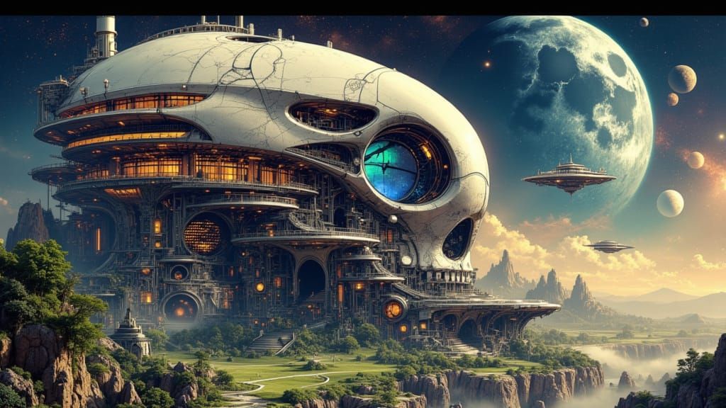 Alien Metropolis Within Giant Skull, Hyperrealistic Digital ...