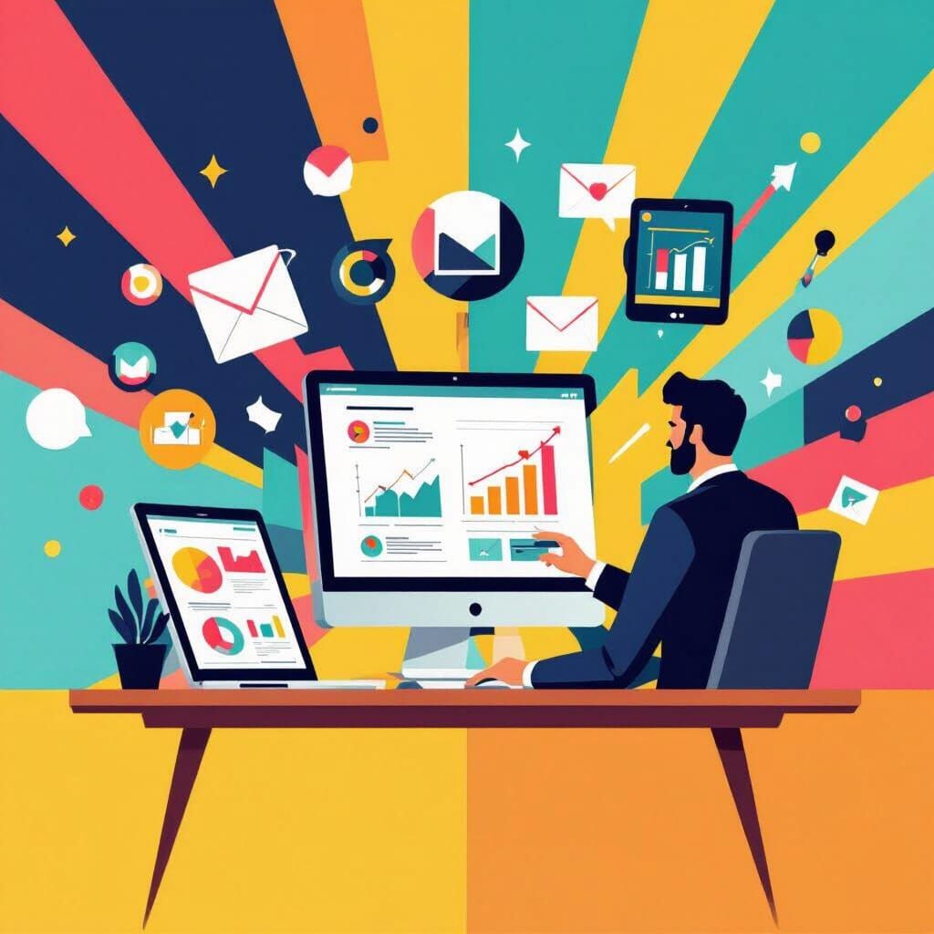 Online Business Ebook Cover in Flat Design Style