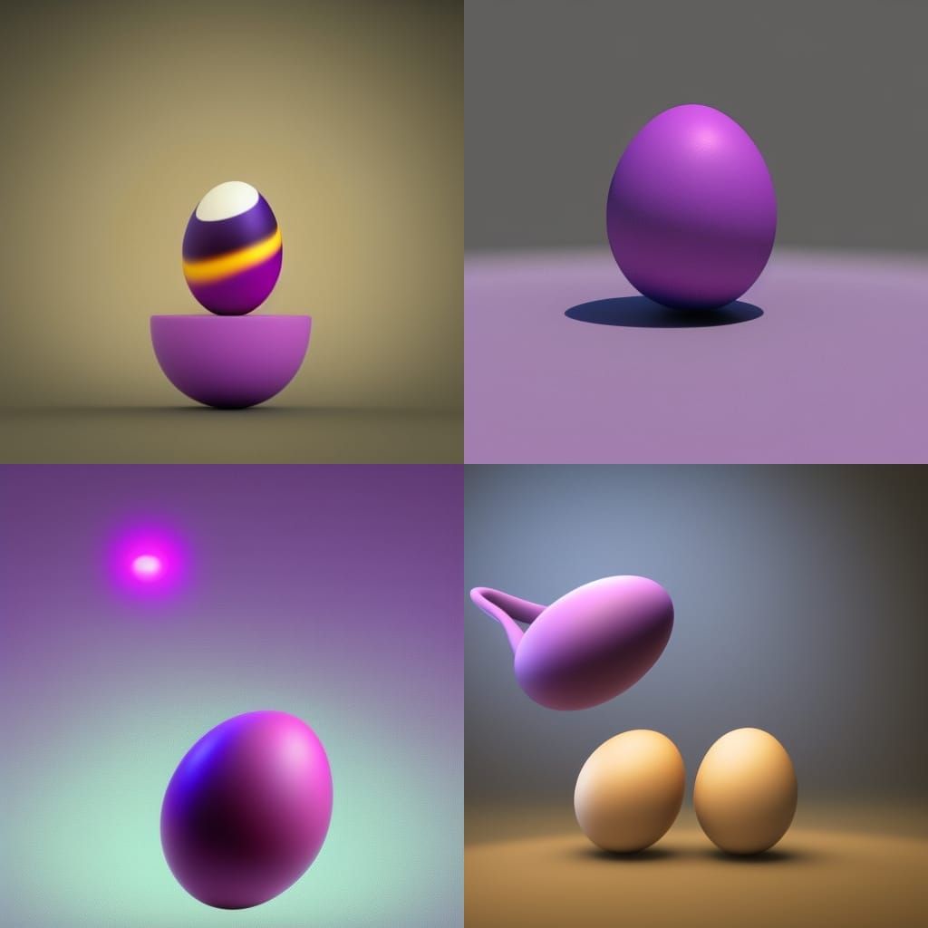 Screaming Purple Egg: 3D Digital Art