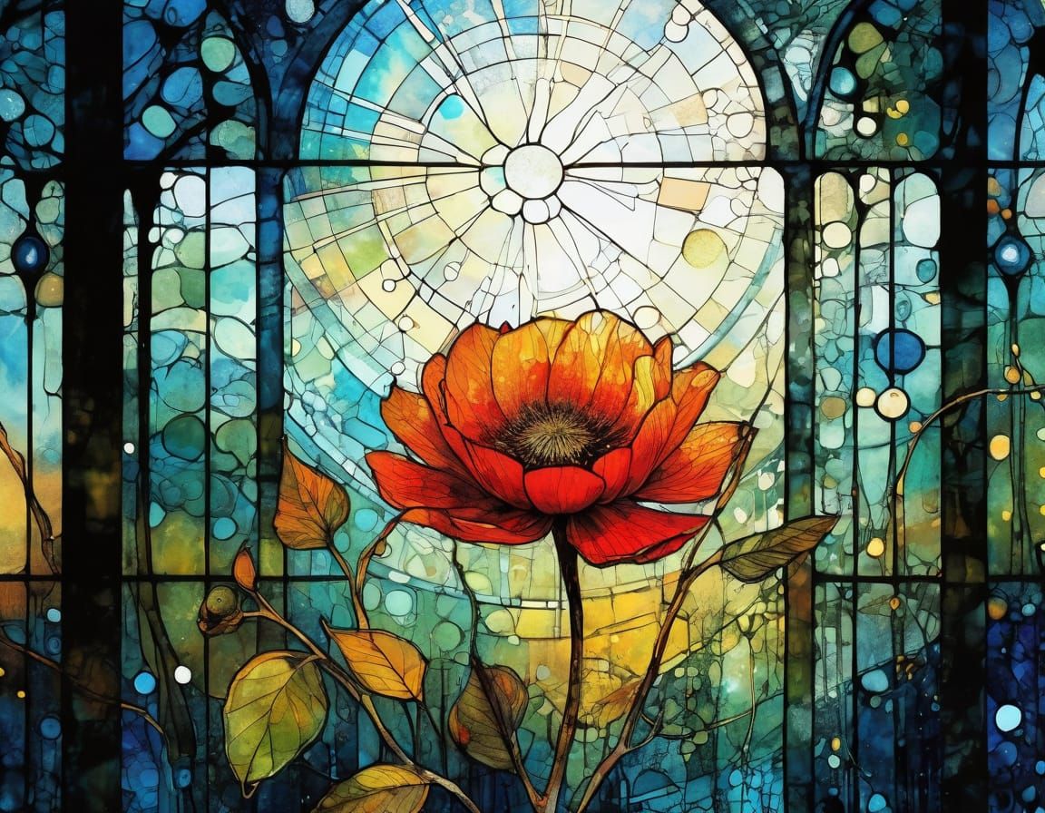 Vibrant Stained Glass Art by Masters in Art Brut Style