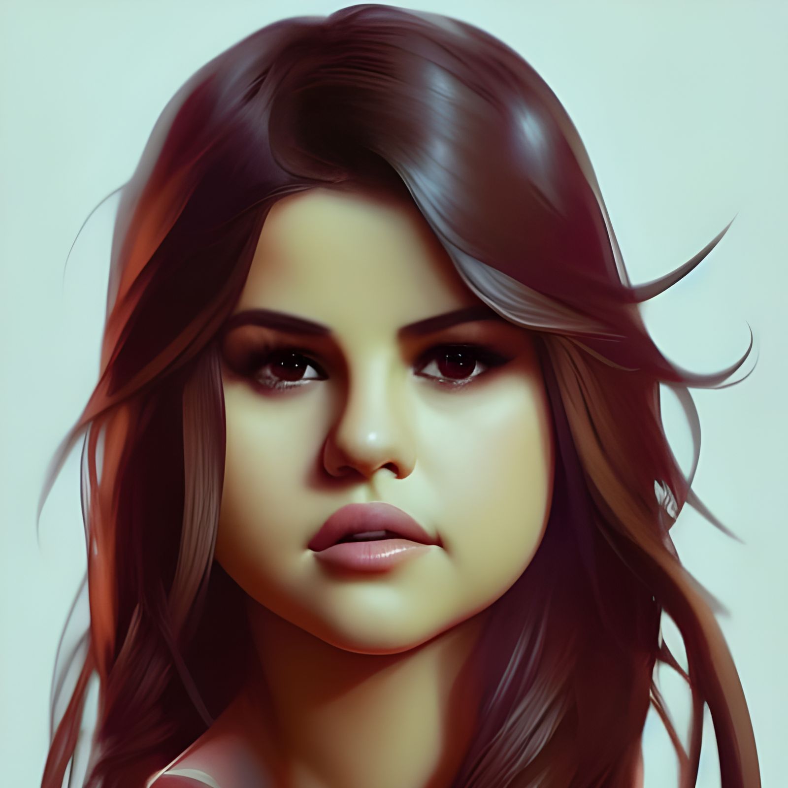 Selena Gomez Portrait in Hyperdetailed Art Style