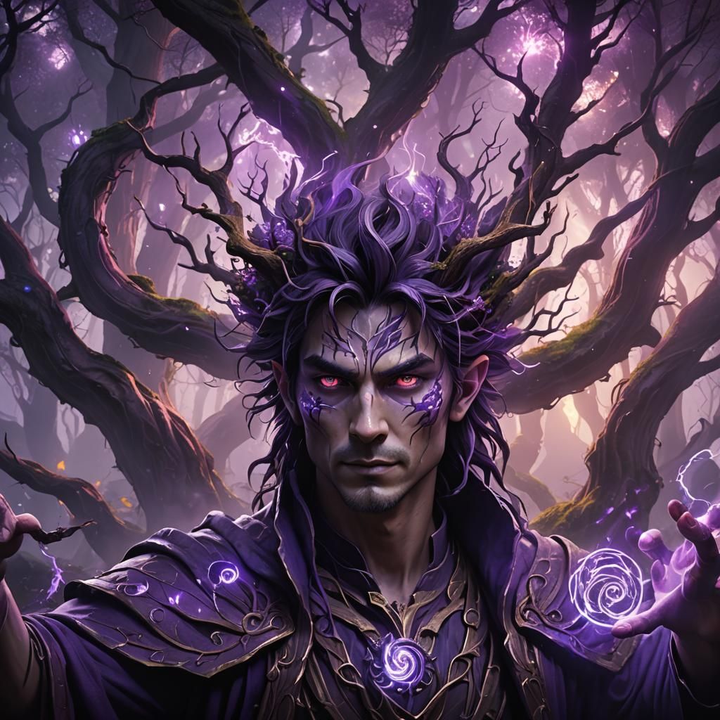 Powerful Sorcerer Wielding Dark Magic: 3D Anime Art