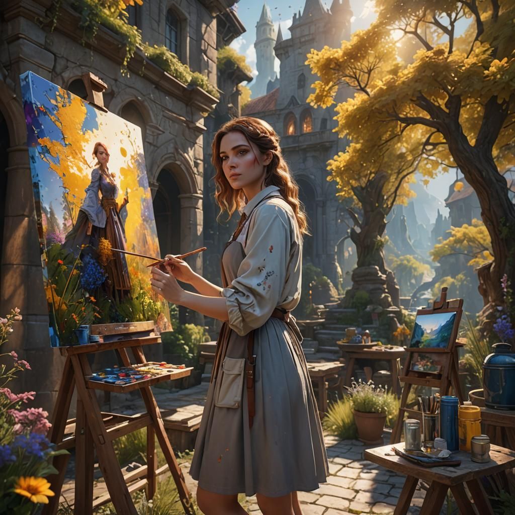 Outdoor Painting: Sunshine and Models in Detailed Art