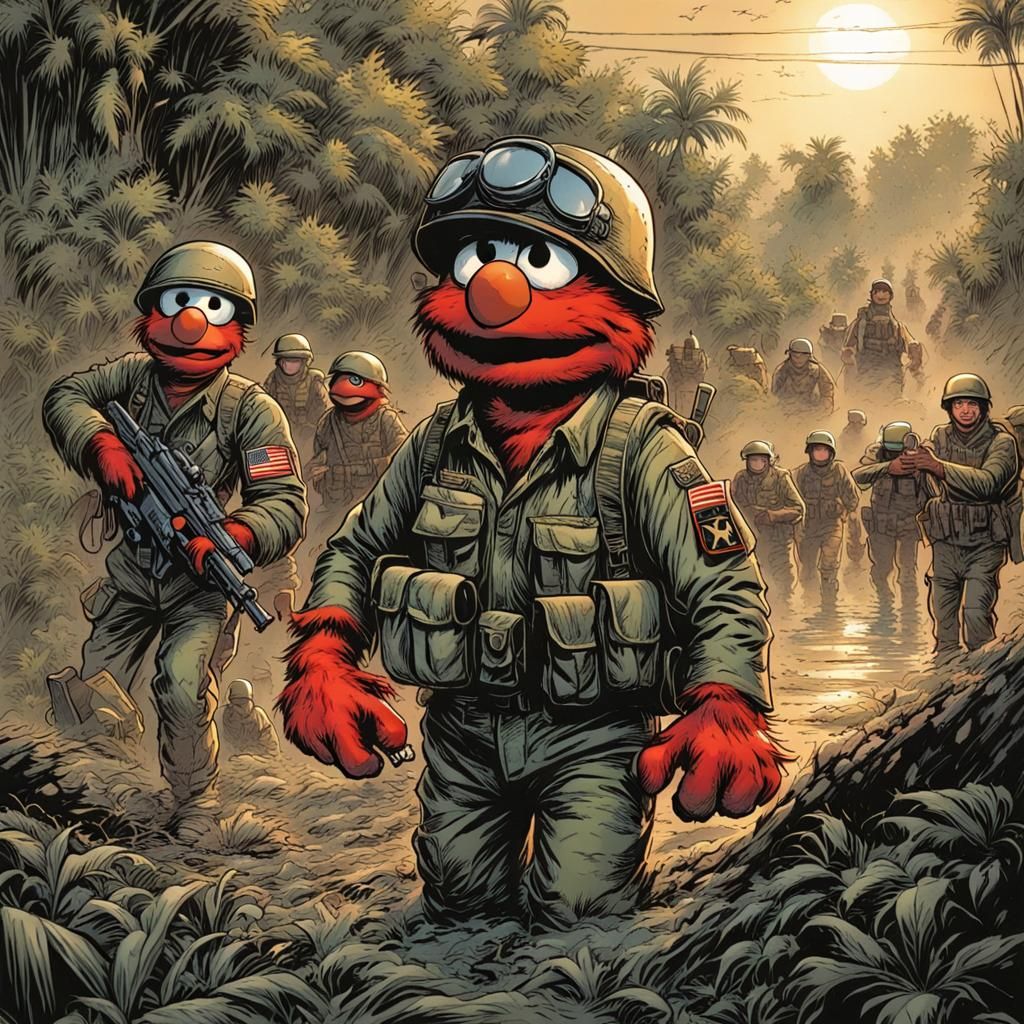 Elmo in Vietnam War: Comic Book Art