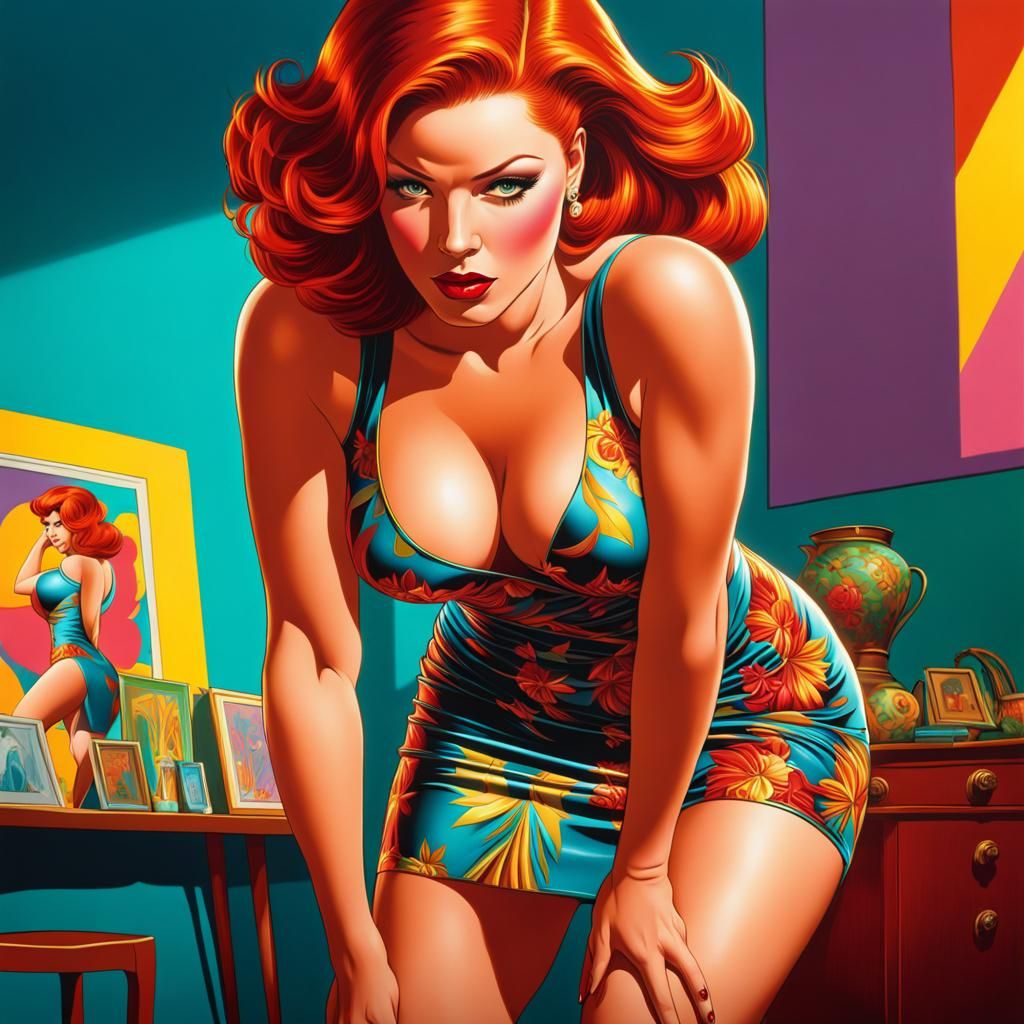 1980s Pop Art - redhead Housewife