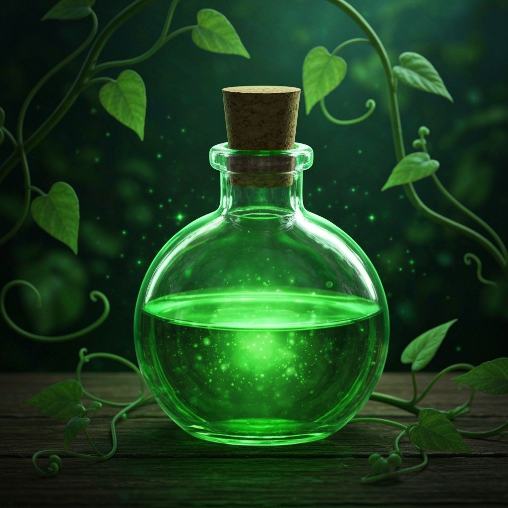 Glowing Green Potion in Mystical Forest