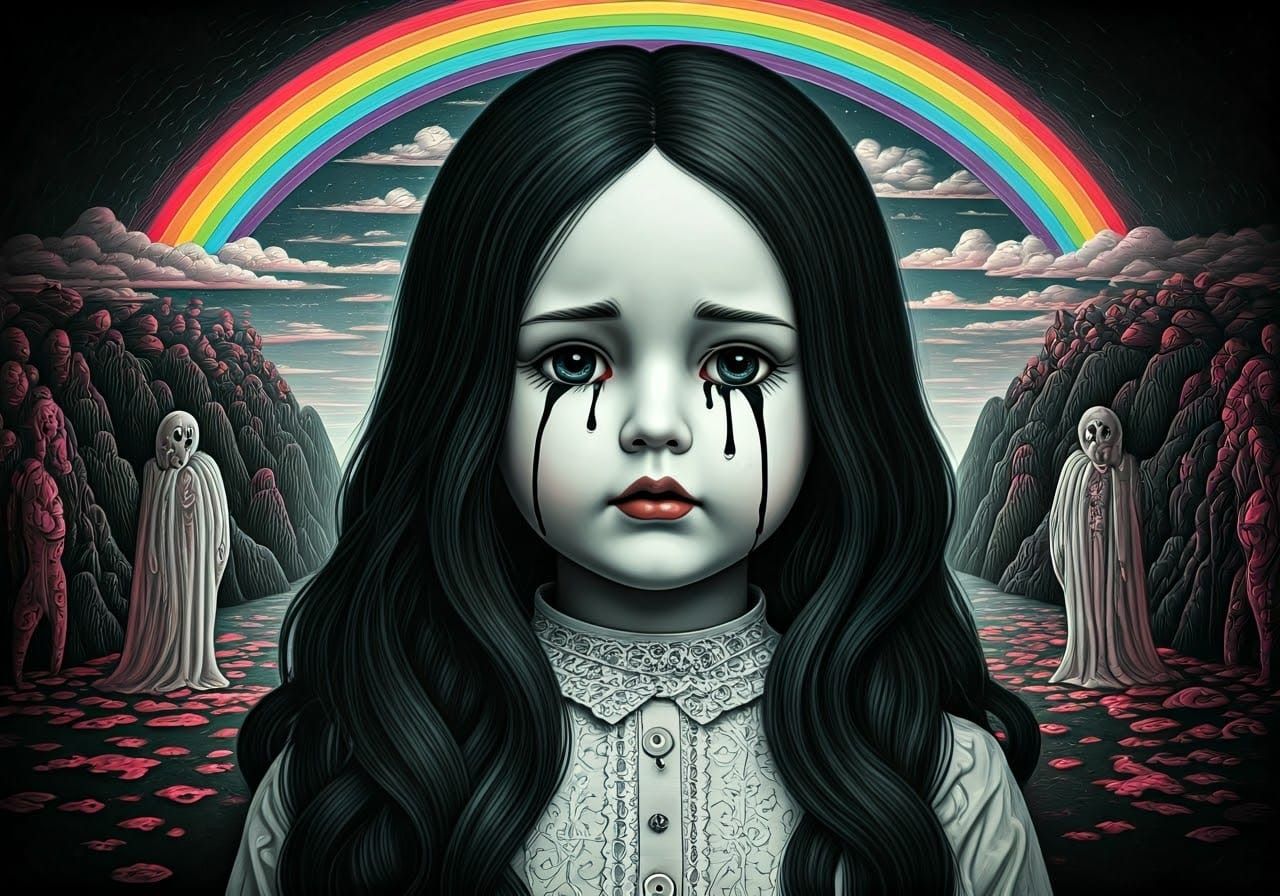 Surrealist Doll in Dark Dreamscape