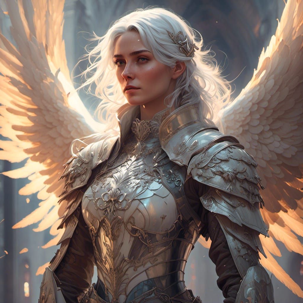 Angelic Romani Woman in Medieval Armor, Digital Art