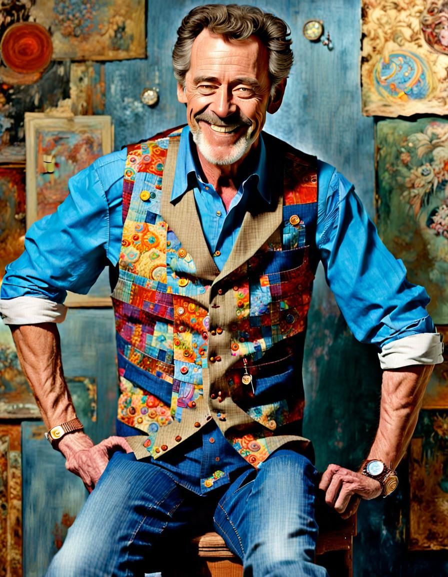 Surreal Image of Man in Blue Linen Shirt