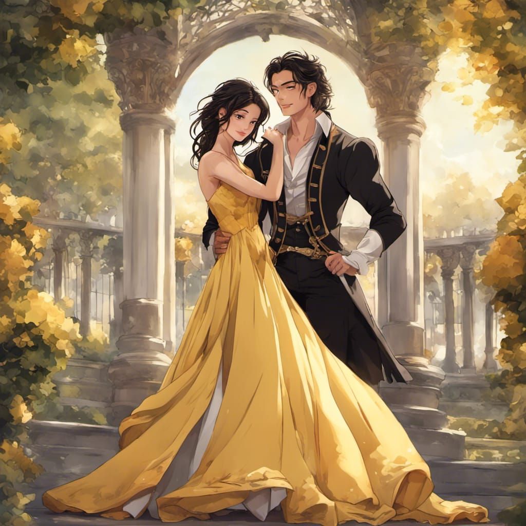 Princess and Prince Dancing in Royal Garden