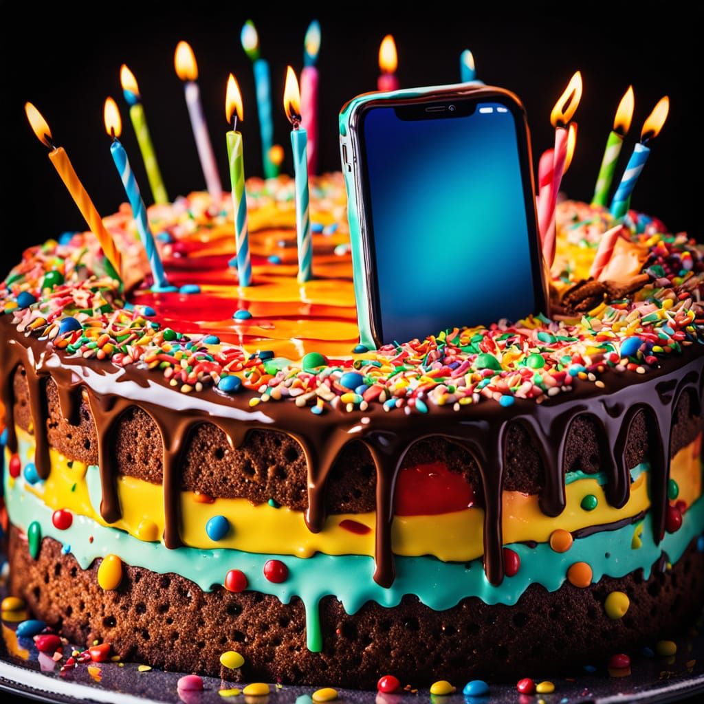 Pop Art Birthday Cake with iPhones