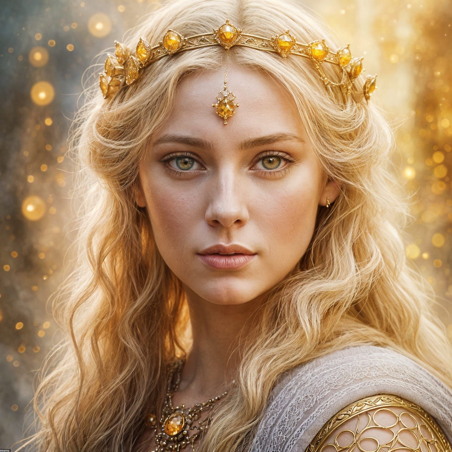 Ethereal Portrait of a Blonde Medieval Woman