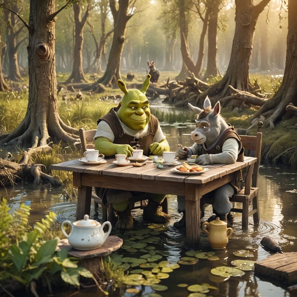 Shrek and Donkey's Whimsical Tea Party