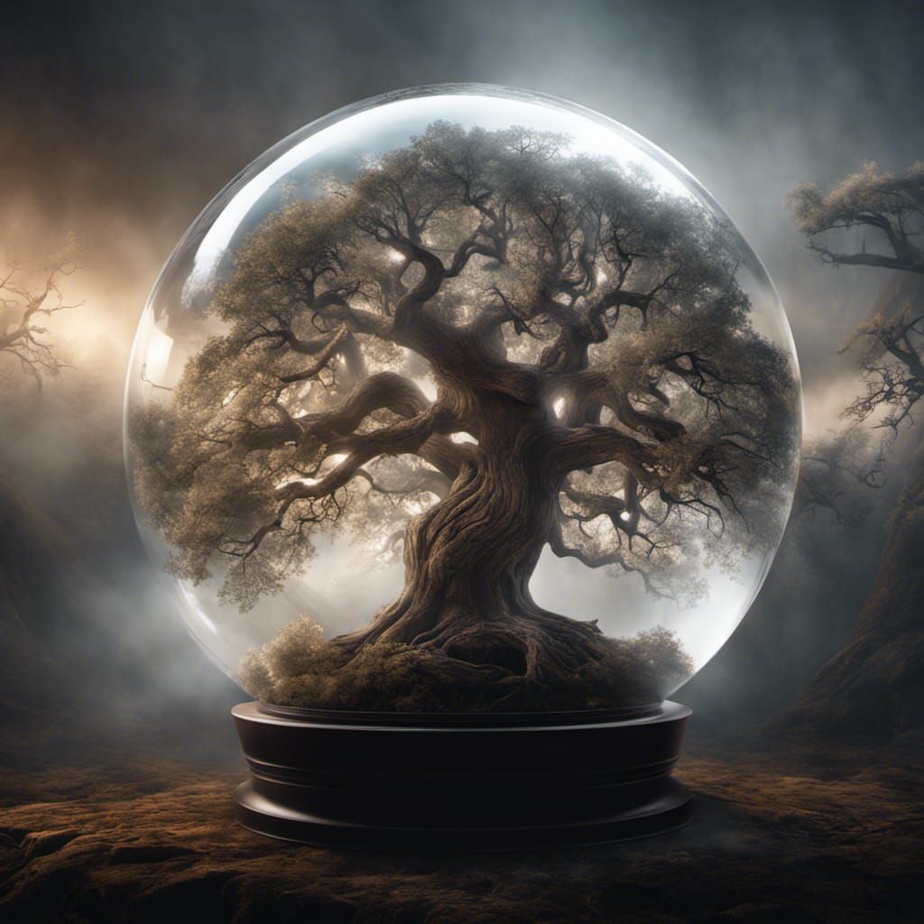 Ancient Oak Tree Encased in Glass Sphere
