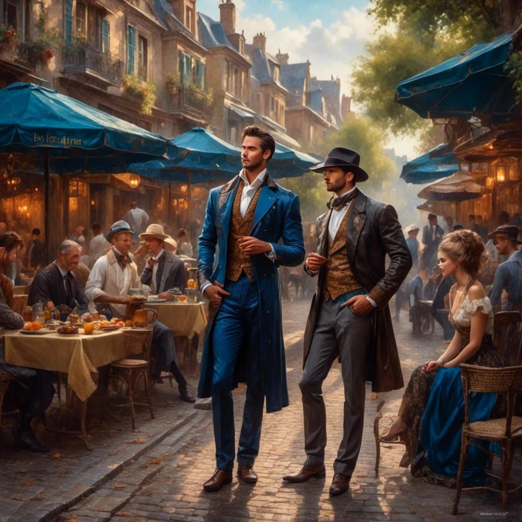 Candid Street Scene with Two Men Talking