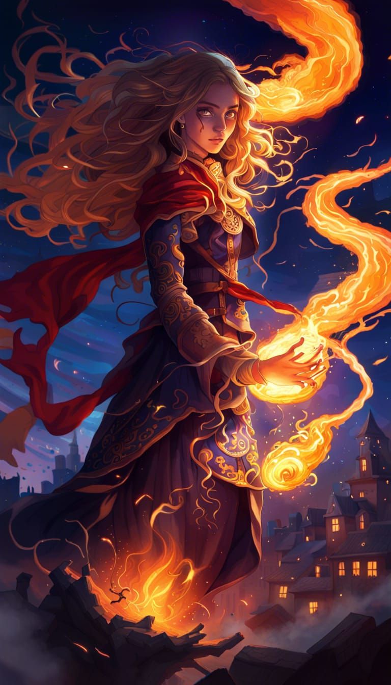 Sorceress Summons Fire Tornado, Anime Key Visual