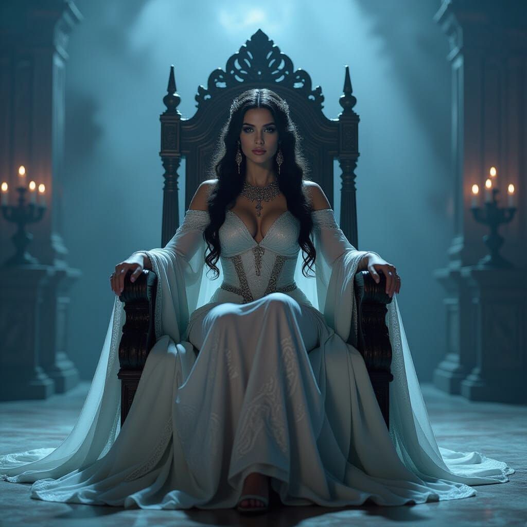 Ethereal Goddess on Ornate Throne