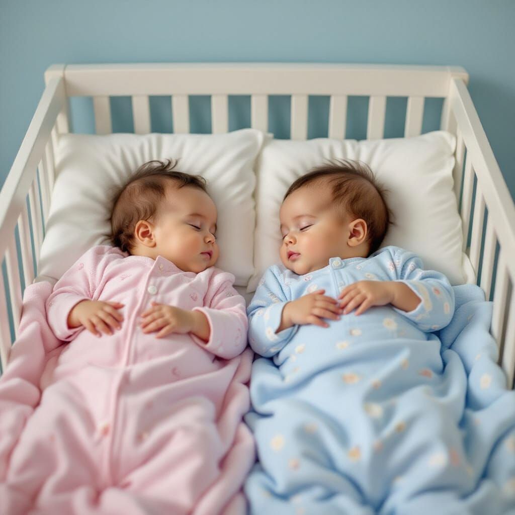 Twins Sleeping in Nursery, Beatrix Potter Style