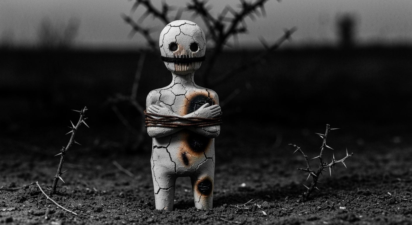Desolate Clay Figure in Outsider Art Style