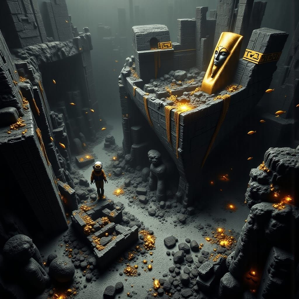 Sunken Egyptian Shipwreck with Gold Treasures