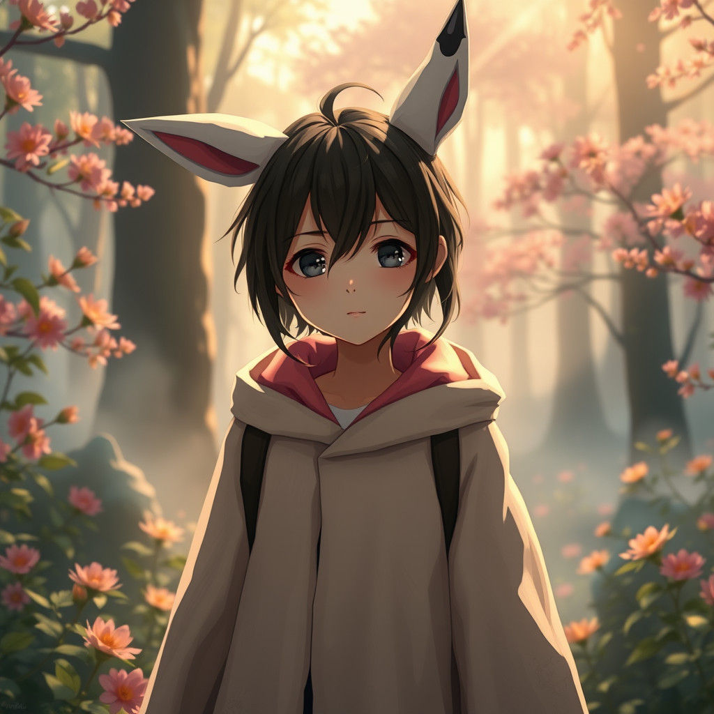 Mimikyu-Inspired Girl in Ghibli Forest