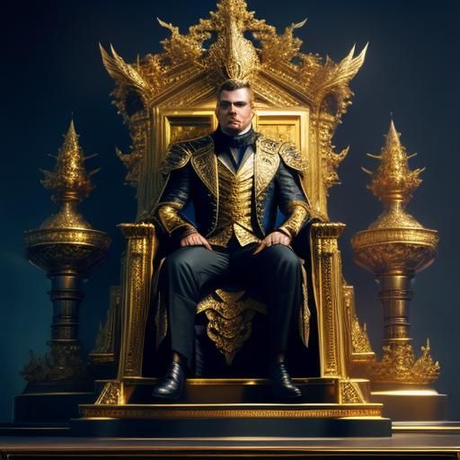 Opulent Fantasy King on a Golden Throne
