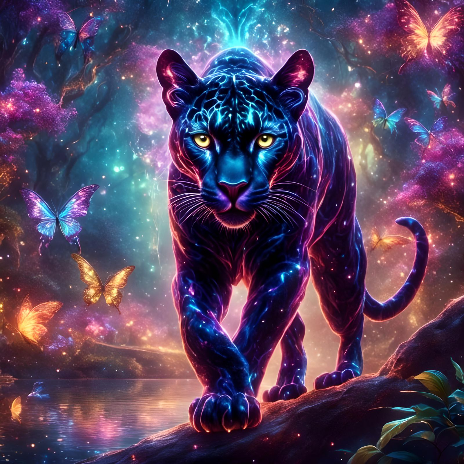 Glitter Panther Portrait