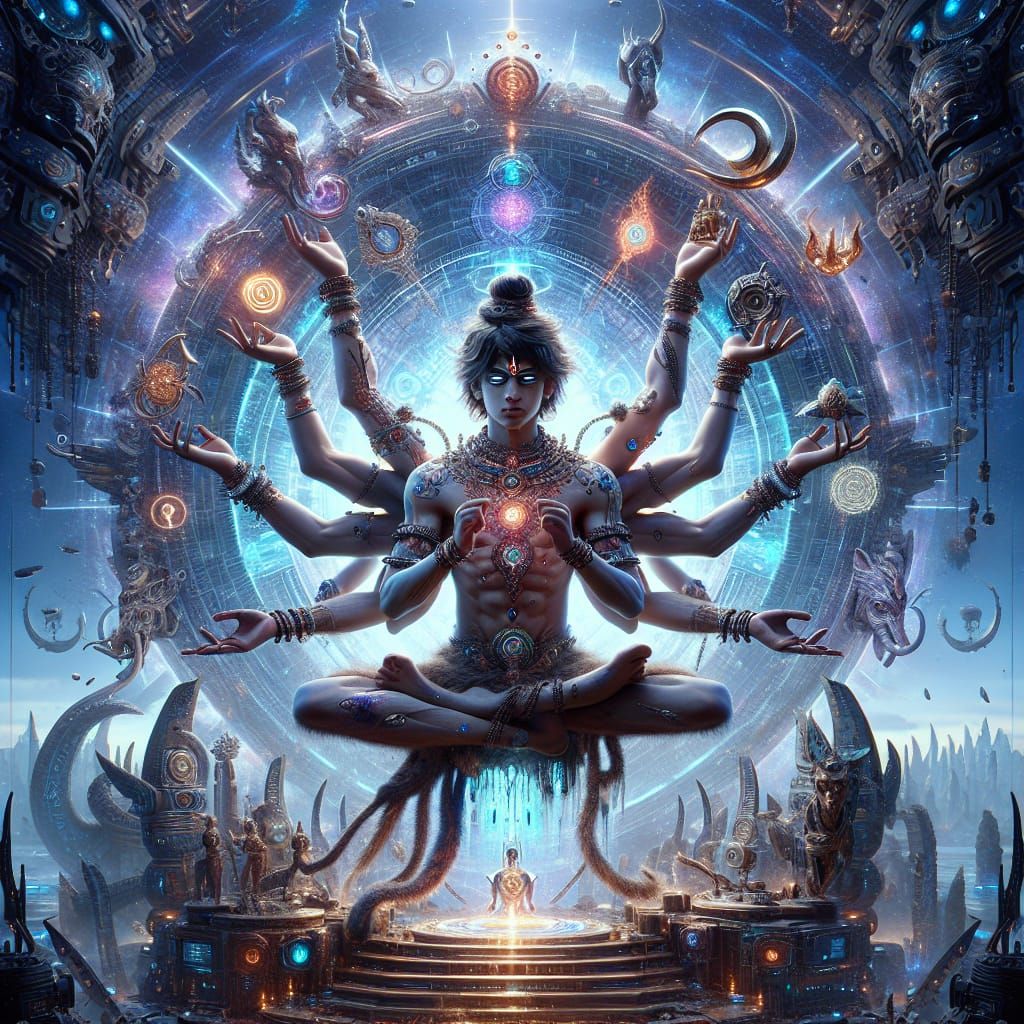 Mythical Fusion: Shiva and Anubis as Concept Art