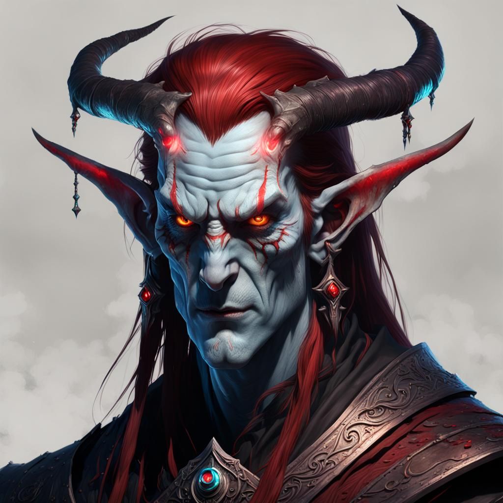 Elf Lich with Boney Horns in Dark Fantasy Style