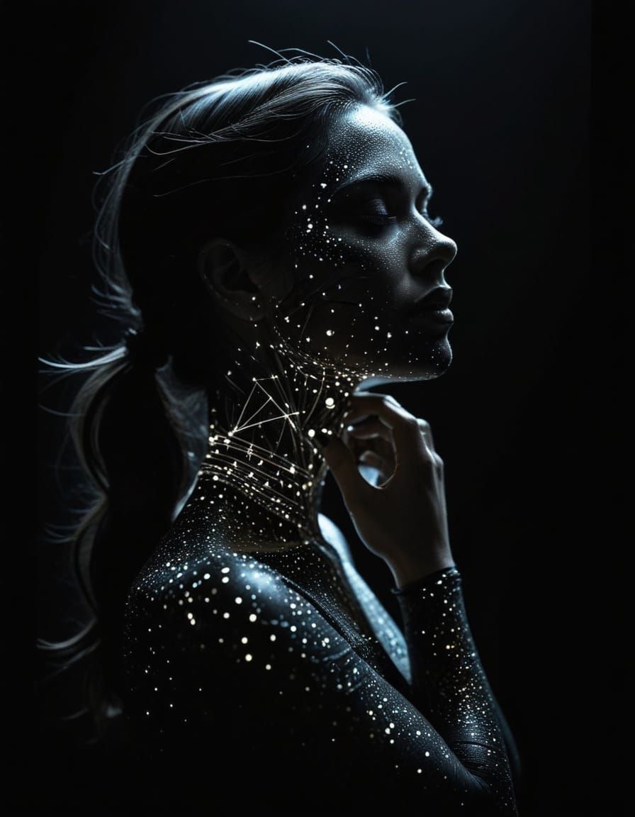 Cellular Automata Woman: A Digital Silhouette Artwork