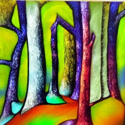 Deer in Forest Path: Abstract Art
