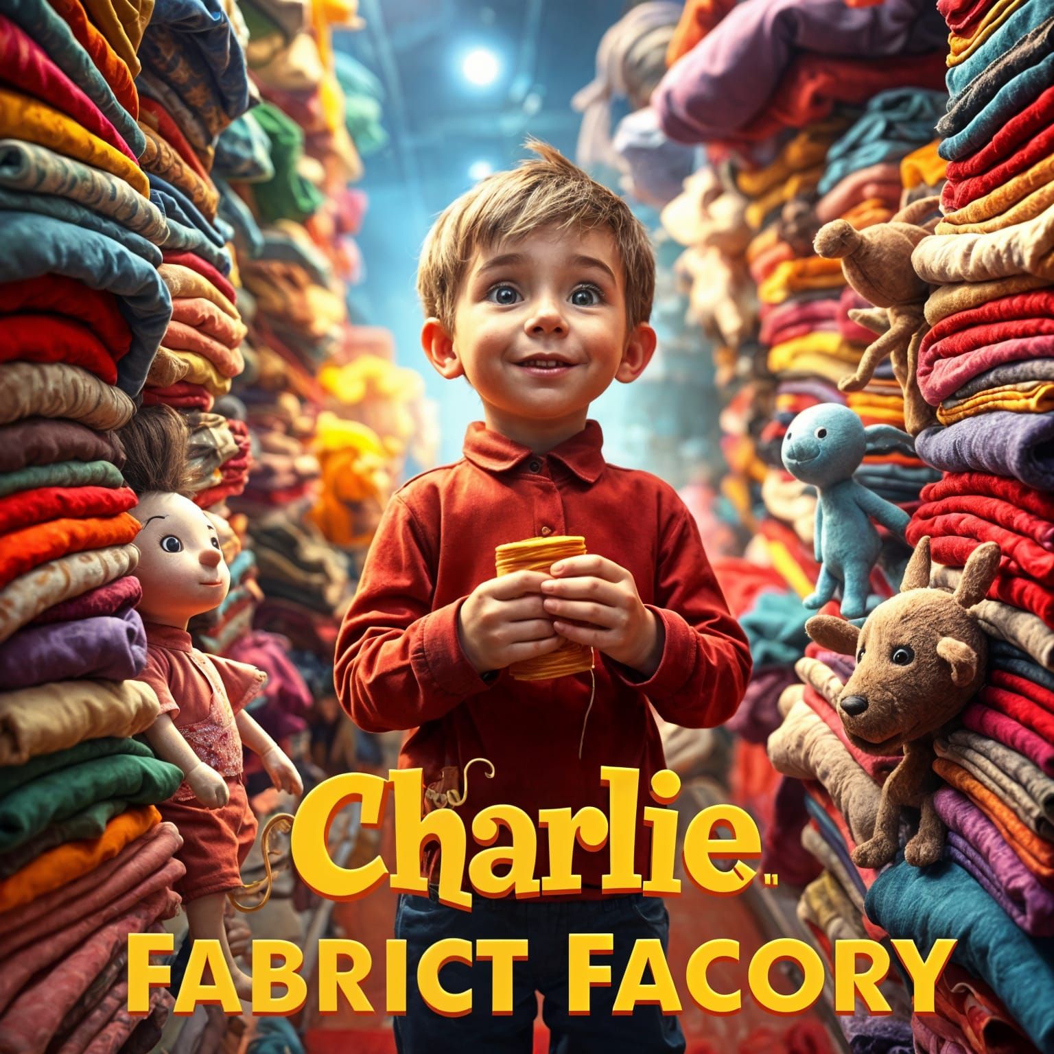 Whimsical Charlie in a Vibrant Fabric Wonderland