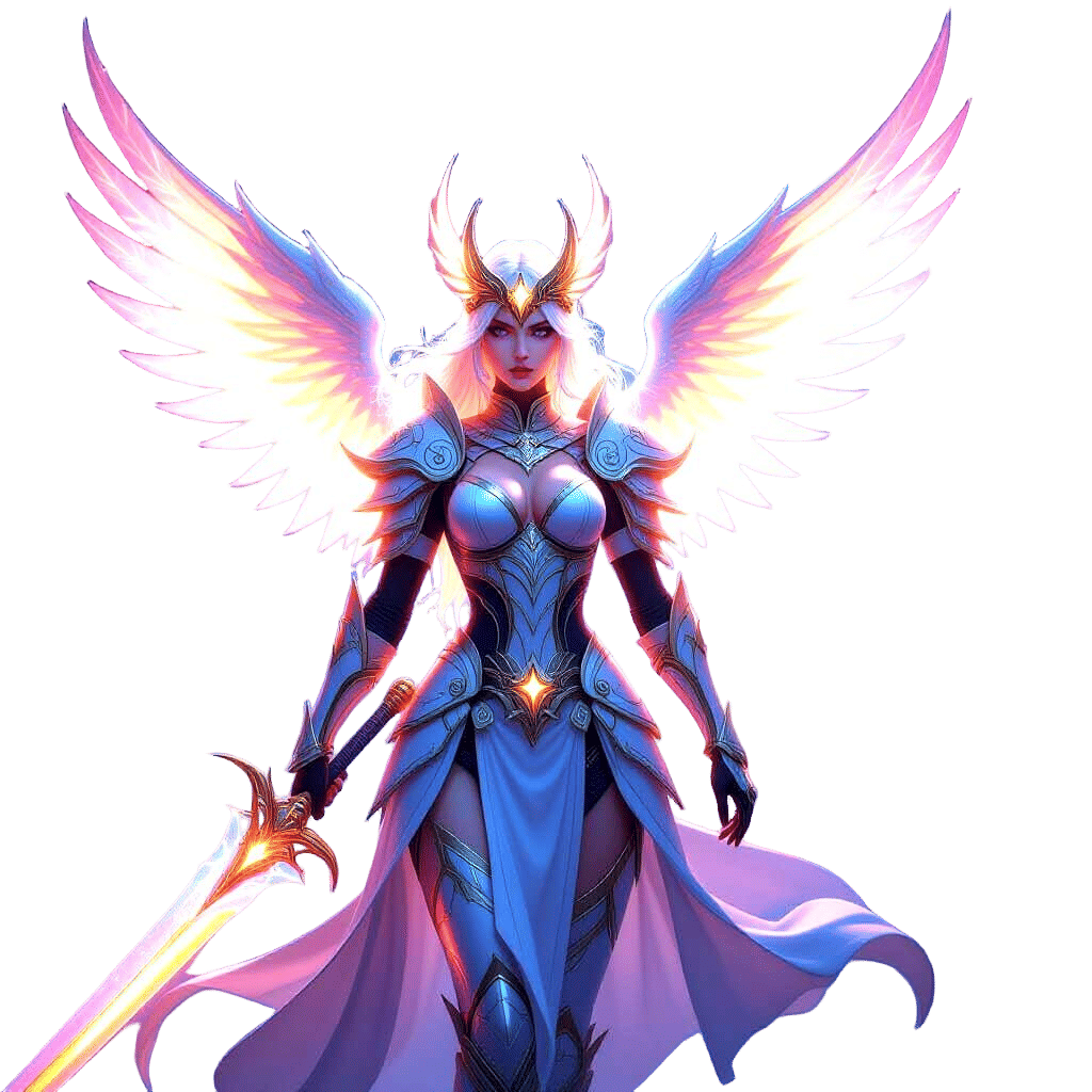 Celestial Valkyrie Descending, Digital Art Style