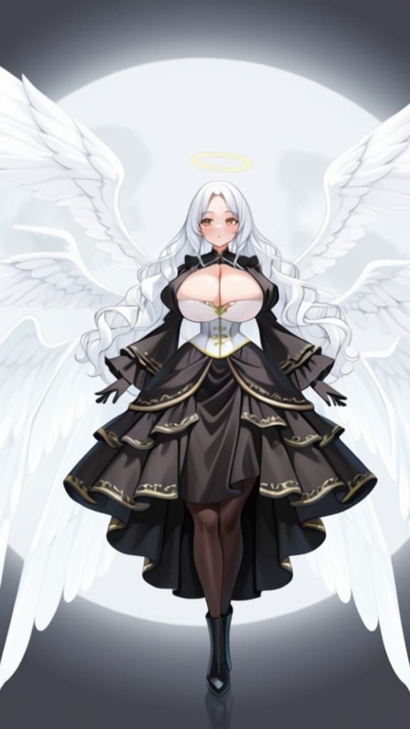 Archangel Gabriel with Twelve White Wings Under Moonlight