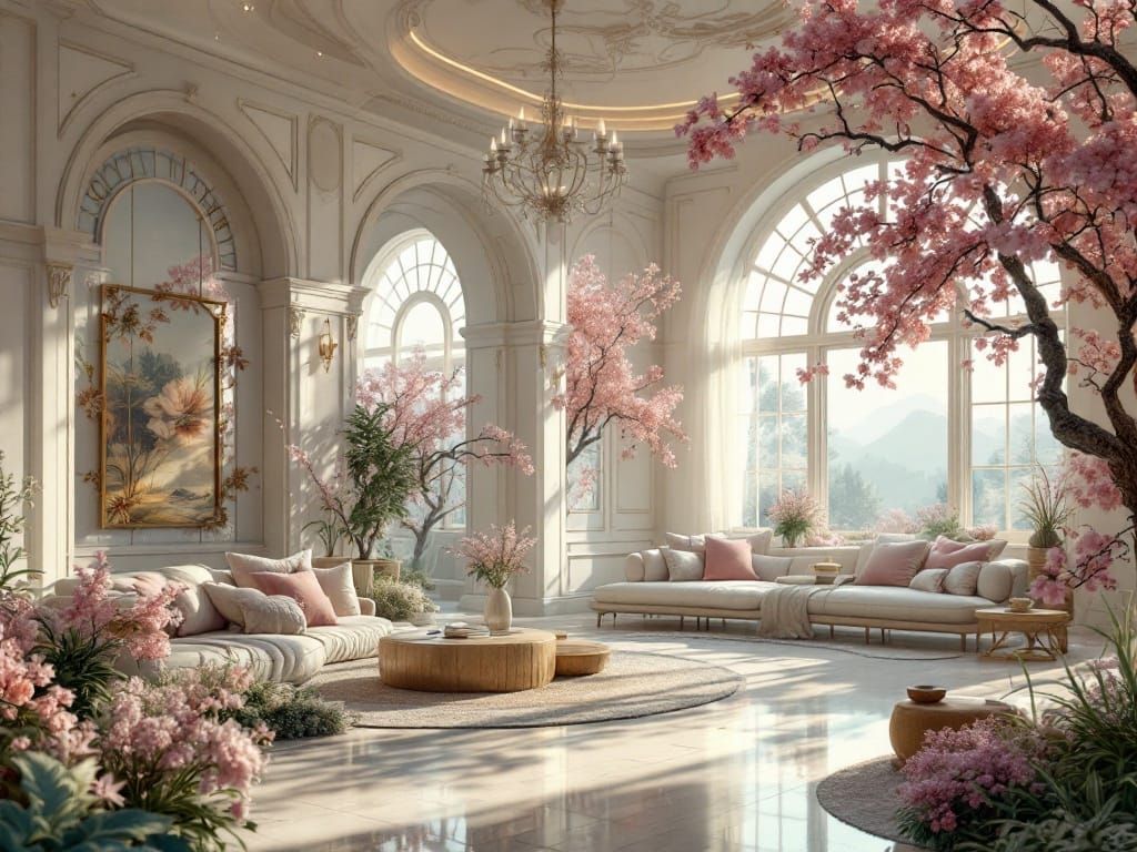Ethereal Springtime Mansion Interiors in Hyperdetailed Fanta...