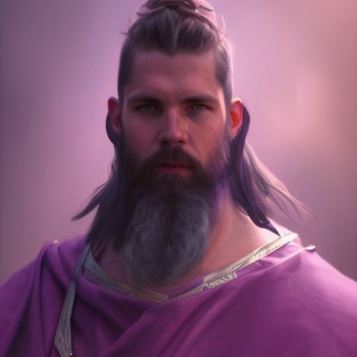 Viking in Purple Robe, Hyperdetailed Portrait