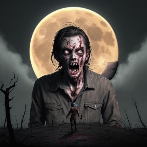 Zombie Eats Moon: Horror Movie Poster Art