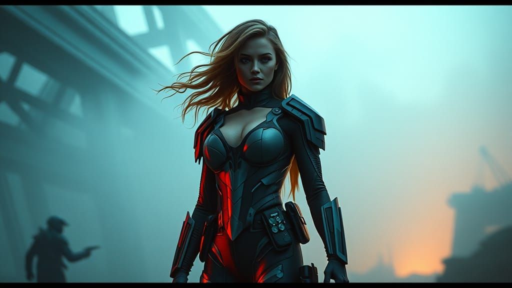 Heroic Woman in Retro-Futuristic Fantasy World