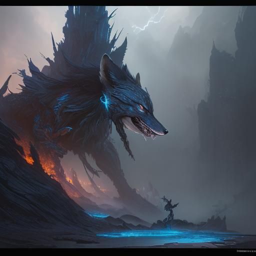 Lightning Fox Warrior in Detailed Matte Painting